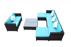 Outdoor Rattan Wicker Sofa Set Garden Patio Furniture Cushioned Sectional Conversation Sets-Easy ...