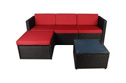 Modern Outdoor Garden, Sectional Sofa Set with Coffee Table – Wicker Sofa Furniture Set (B ...