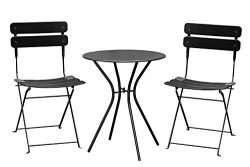 Living Express Outdoor Furniture Set 3 Piece Bistro Set, Foldable Table And 2 Chairs Set,Steel B ...