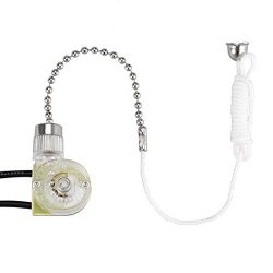 uxcell ZE-109 ON-OFF Nickel Pull Chain Lamp Switch with 2 Feet Braided Cord 6A 125V 3A 250V for  ...