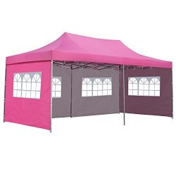 10×20 Ft Pop up Canopy Party Wedding Gazebo Tent Shelter with Removable Side Walls Pink