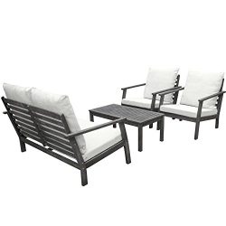 VIFAH V1808SET1 Renaissance Outdoor Patio Sofa Set, Hand-Scraped Wood