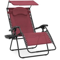 Best Choice Products Oversized Zero Gravity Reclining Lounge Patio Chairs w/ Folding Canopy Shad ...