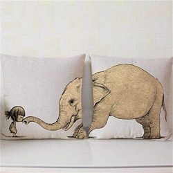 Foreverstore 2Pcs Cotton Linen Pillow Case Animal Creative Pillowcase Chair Seat Waist Square Pa ...