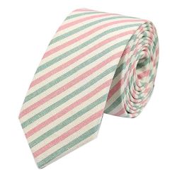 Gazebo Green Cotton Stripes Necktie (Choose your Color) (Rose/Green Stripes)
