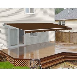 ALEKO AWM20X10BROWN36 Retractable Motorized Patio Awning 16 x 10 Feet Brown