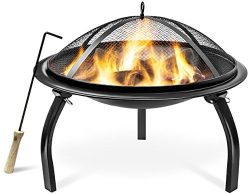 Sorbus Fire Pit 22″, Portable Outdoor Fireplace, Backyard Patio Fire Bowl, Foldable Legs,  ...