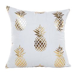 MHB Gold Foil Pineapple Throw Pillow Case Cushion Cover 18″ x 18″