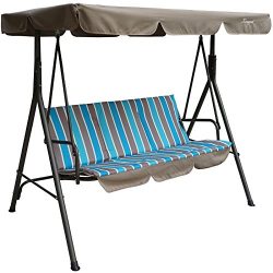 Kozyard Alicia Patio Swing Chair with 3 Comfortable Cushion Seats and Strong Weather Resistant P ...