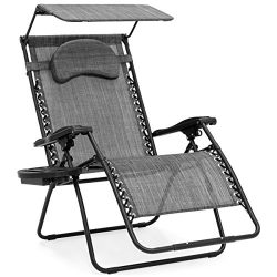 Best Choice Products Oversized Zero Gravity Reclining Lounge Patio Chairs w/Folding Canopy Shade ...