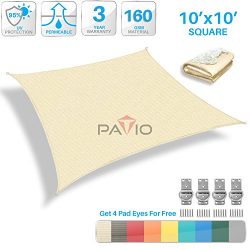 Patio Paradise 10′ x 10′ Tan Beige Sun Shade Sail Square Canopy – Permeable UV ...