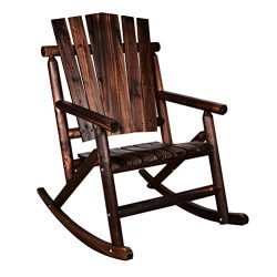 Action Club Log Rocking Chair Single Porch Rocker Hardwood Rustic Large Space Patio Furniture