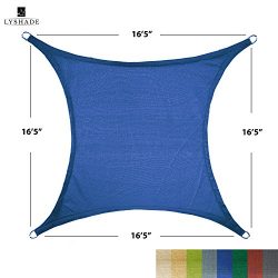 LyShade 12′ x 12′ Square Sun Shade Sail Canopy (Blue) – UV Block for Patio and ...