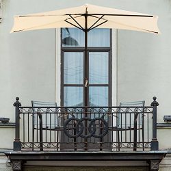 Pure Garden 9′ Half Round Patio Umbrella, Tan