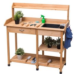 Garden Potting Bench Lawn Patio Table Storage Shelf Work Station