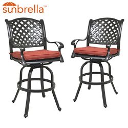 Table & Chair Designs  Nevada Cast Aluminum Patio 30″ Bar Height Bar Stools with Sunbr ...