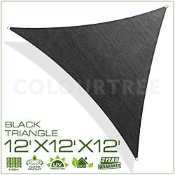 ColourTree 12′ x 12′ x 12′ Sun Shade Sail Canopy  Triangle Black – Comme ...