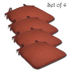 SET OF 4 16W x 17Dx 1.5H Spun Polyester Outdoor SEAT CUSHION in Husk Texture Brick by Comfort Cl ...