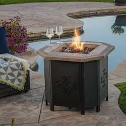 Myrtle Outdoor 30-inch Octagonal Liquid Propane Fire Pit with Lava Rocks