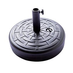 FLAME&SHADE Round Patio Umbrella Base, Weighted Plastic Outdoor Parasol Umbrella Stand Holde ...