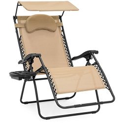 Best Choice Products Oversized Zero Gravity Reclining Lounge Patio Chairs w/ Folding Canopy Shad ...