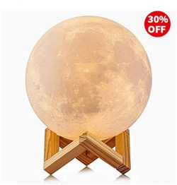 Sunba Youth 3D Lunar Moon Lamp with Stand, 5.7 inches Mystical Rechargeable Moon Night Light, Di ...