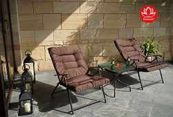 Kozyard Elsa 3 Pieces Outdoor Patio Furniture Padded Folding Bistro Sets for Yard, Patio, Deck o ...