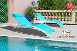 Kozyard KozyLounge Elegant Patio Reclining Adjustable Chaise Lounge Aluminum and Textilene Sunba ...