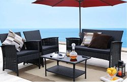 Patio Furniture Conversation Set Clearance 4 Piece Waterproof Wicker