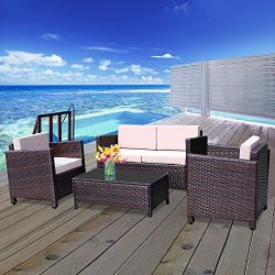 5 Piece Outdoor Patio Furniture Set,Wisteria Lane Sectional Conversation Set Wicker Sectional So ...