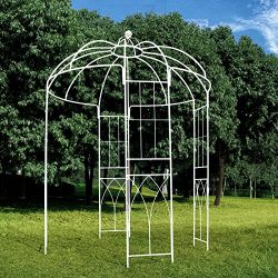 OUTOUR French Style 4-Sided Birdcage Shape Metal Gazebo Pergola Pavilion Arch Arbor Arbour Plant ...