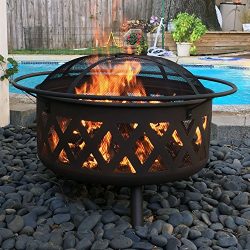 Titan 29″ Outdoor Fire Pit w/ Lattice Design Black Bronze Finish Patio Heating