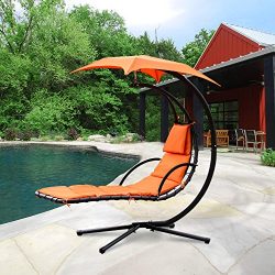 Cloud Mountain Hanging Chaise Lounger Chair Air Porch Floating Swing Hammock Chair With Arc Stan ...