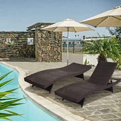 Diensday Outdoor Wicker Furniture 2-Pack All-weather Adjustable Patio Chaise Lounge With Free Wa ...