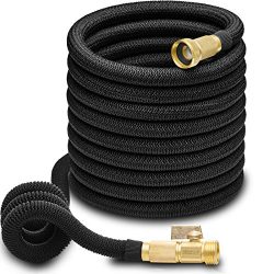 50ft Garden Hose – ALL NEW Expandable Water Hose with Double Latex Core, 3/4″ Solid  ...