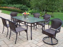 Oakland Living Tuscany 7-Piece Dining Set with 2 Swivel Chairs and 4 Stackable Chairs, 60 by 36-Inch