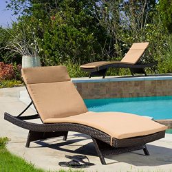 Soleil Outdoor Water Resistant Chaise Lounge Cushion (Caramel)