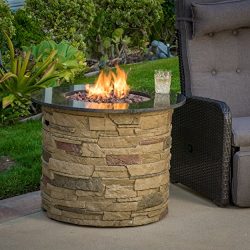 Rogers Outdoor Round 40,000 BTU Liquid Propane (Gas) Fire Table Pit with Lava Rocks