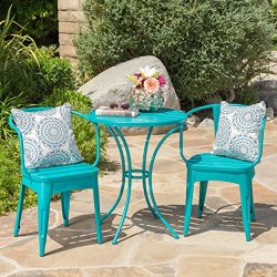 Collins Outdoor 3 Piece Matte Green Iron Bistro Set (Matte Teal)