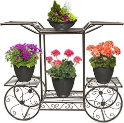 Sorbus Garden Cart Stand & Flower Pot Plant Holder Display Rack, 6 Tiers, Parisian Style  ...