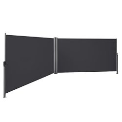 SONGMICS 236 2/8 L x 70 7/8 H Double Side Awning Privacy Screen Retractable Patio Blind Privacy  ...