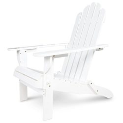 VH FURNITURE Outdoor Foldable Wood Adirondack Lounge Chair Patio Deck Garden Furniture, White Pa ...