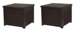 Keter 55 Gallon Outdoor Rattan Style Storage Cube Patio Table (2-(Pack))