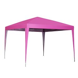 10 x 10 ft Pop-Up Canopy Tent Gazebo for Beach Tailgating Party Pink