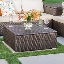 Outdoor Patio Table,Accent,Wicker, With Storage,Rectangle,Multibrown Finish