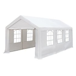 Abba Patio 10 x 20-Feet Heavy Duty Carport with Windows and Sidewalls, White