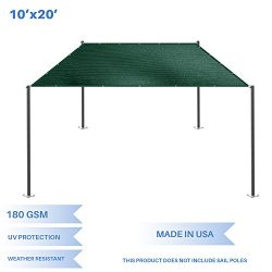 E&K Sunrise 10′ x 20′ Sun Shade Sail-Green Straight Edge Rectangle UV Block Dura ...