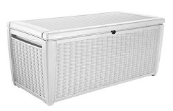 Keter Sumatra 135 gallon Outdoor Storage Rattan Deck Box, White