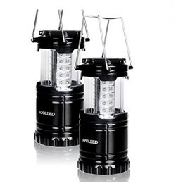 APOLLED Camping Lantern, 30 LED Camping lights 2 Pack with 6 AA Batteries,Ultra Bright,Portable, ...