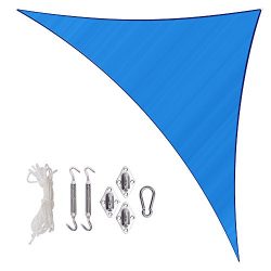 Sunlax 17′ x 17′ x 23′ Blue Color Right Triangle UV Block Sun Shade Sail Canop ...